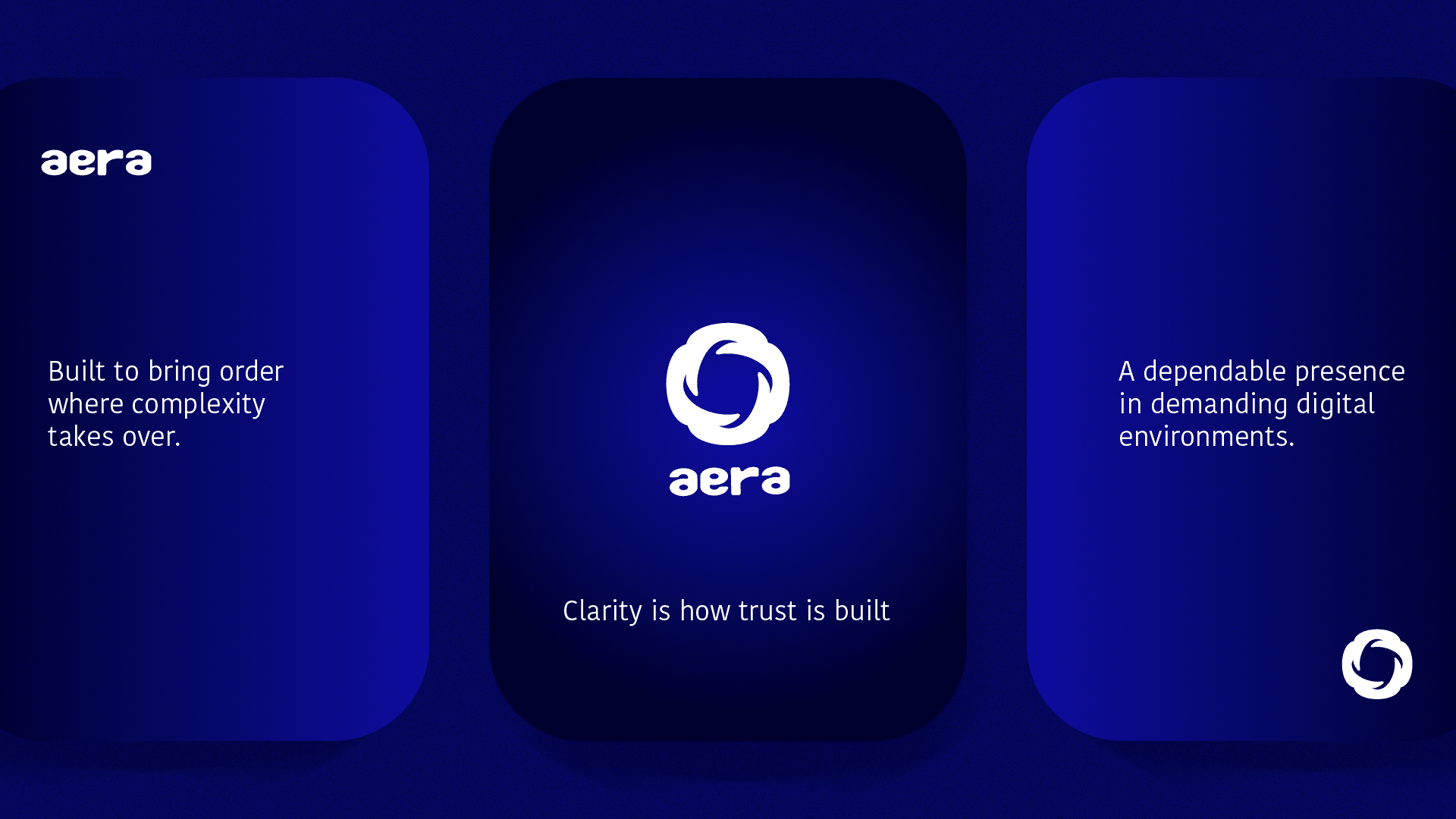 Typography-led brand messaging slide for a digital technology brand