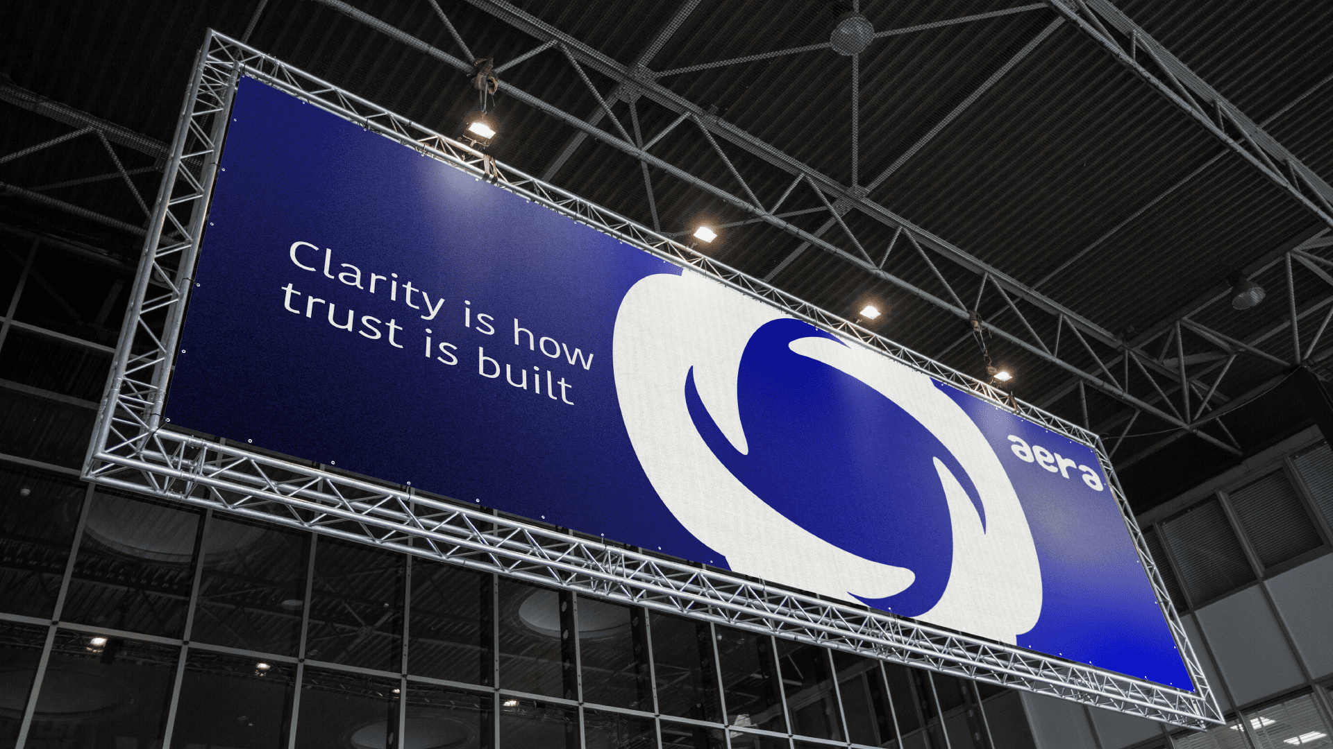 Outdoor advertising mockup for technology brand identity Technology brand billboard displayed in an urban environment