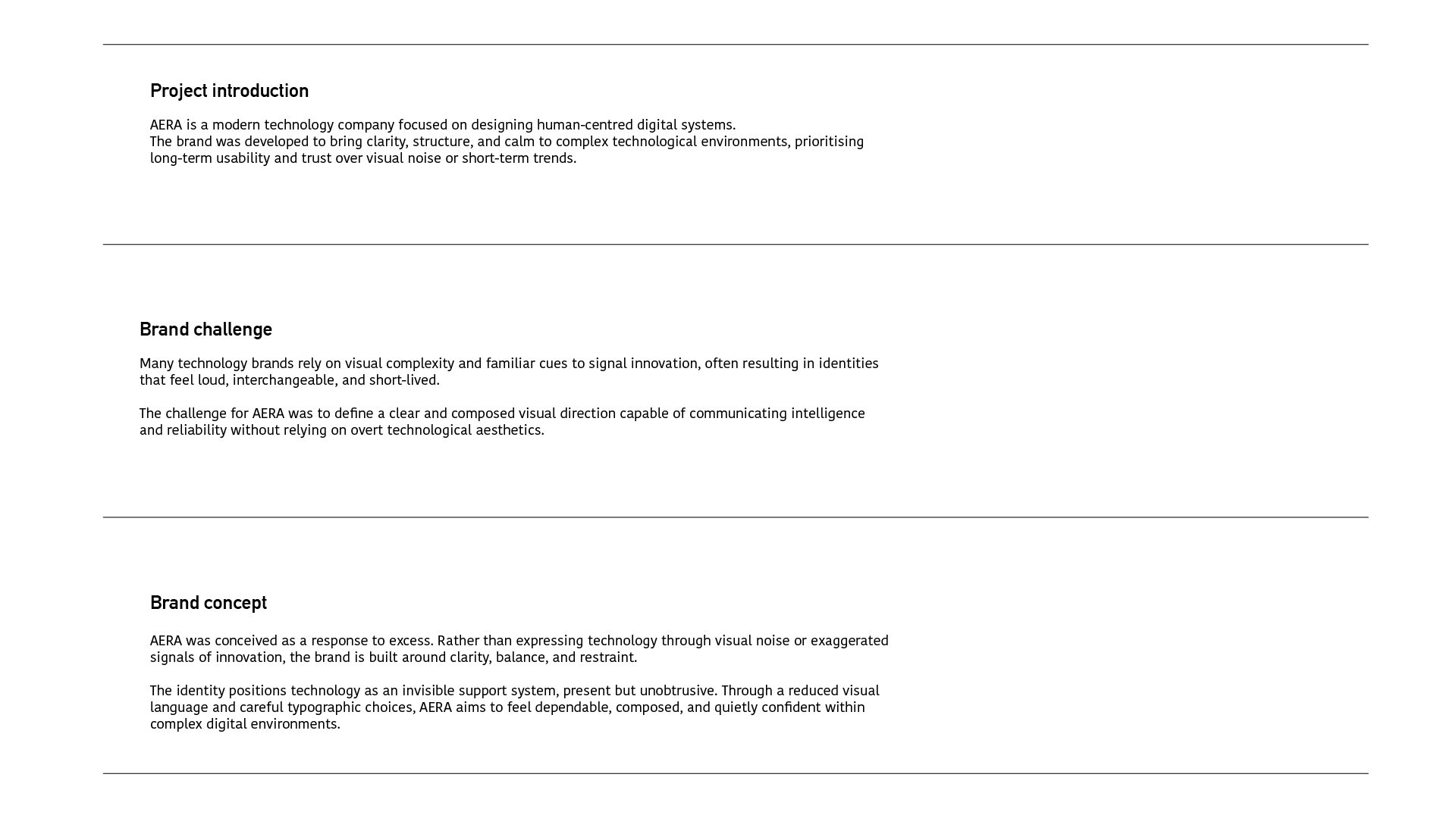 Brand introduction slide explaining the vision behind a digital technology identity